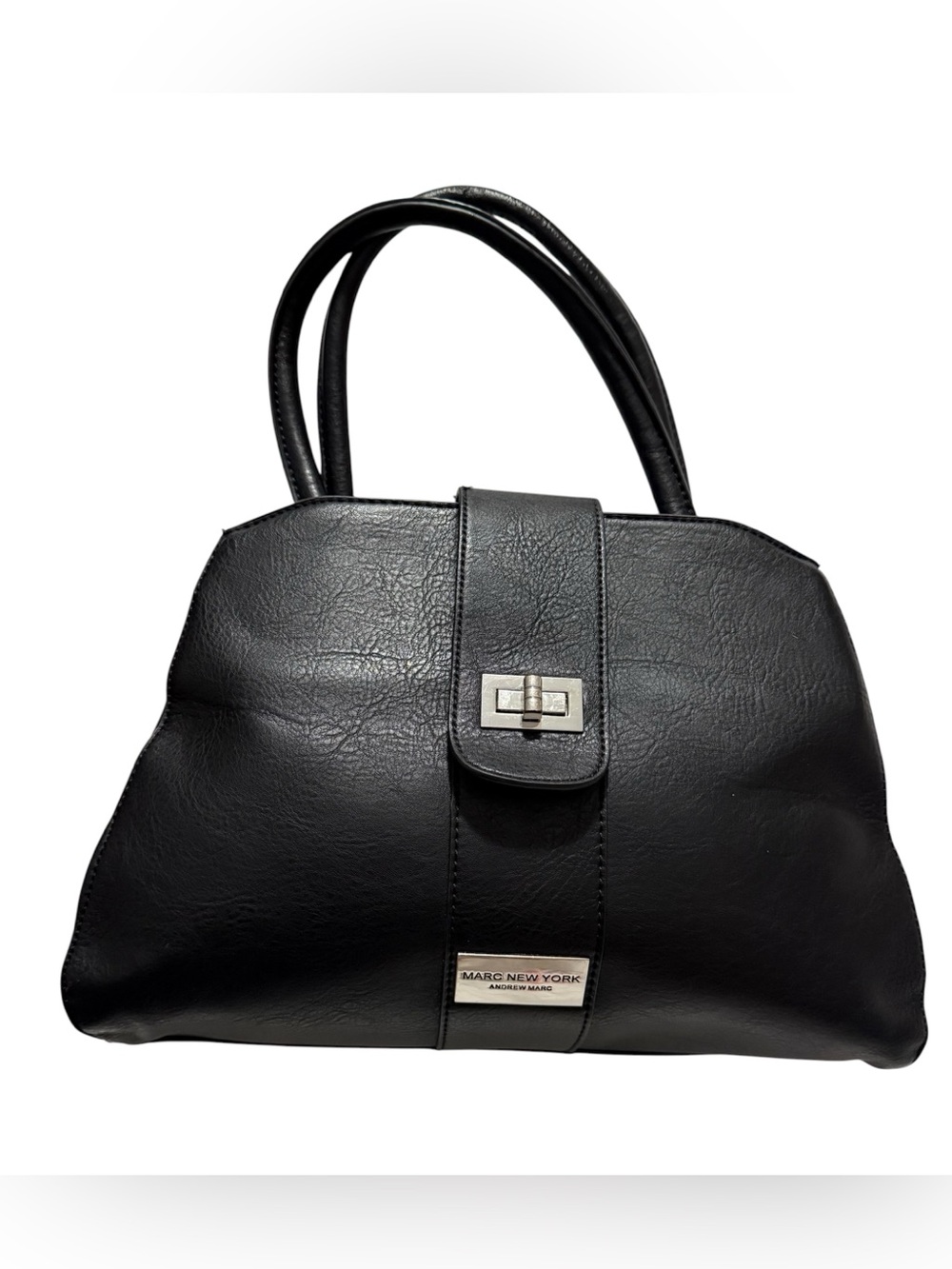 Marc New York by Andrew Marc Black Structured Satchel Handbag Work Bag - Picture 3 of 10